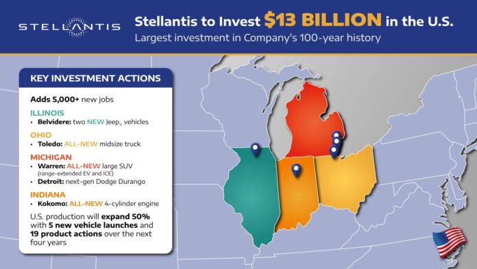 Stellantis Görsel Stellantis ABD'de Sürdürülebilir Büyüme için 13 Milyar Dolarlık Yatırım Yapacak